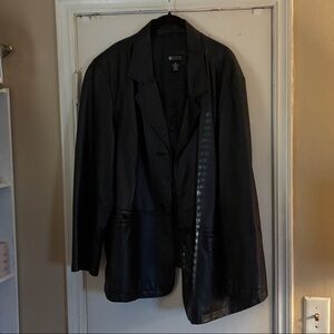 Maggie Barnes Black Leather Blazer Jacket